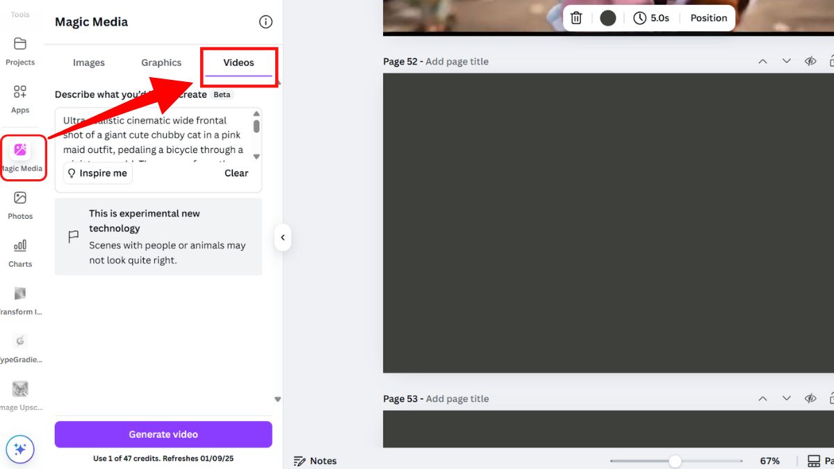 Cách sử dụng Phần mềm AI video Canva bước 2