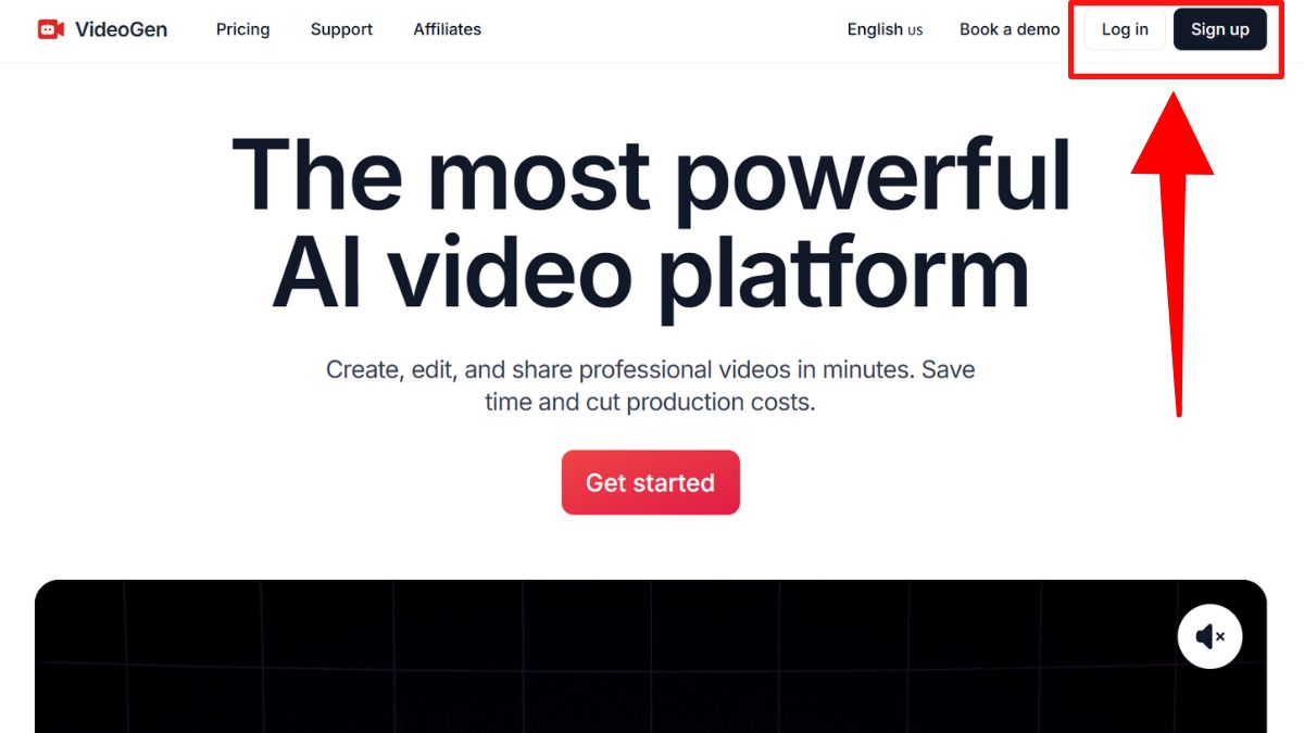 Cách sử dụng VideoGen- Trang web tạo video bằng AI bước 1 