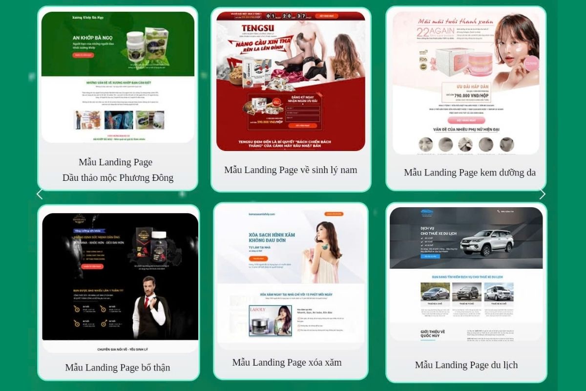 Các dự án thiết kế Landing Page mà Học viện Marketing đã thực hiện