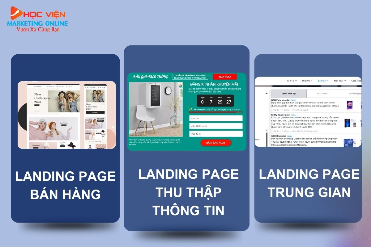 Các loại Landing Page mà HVMO cung cấp