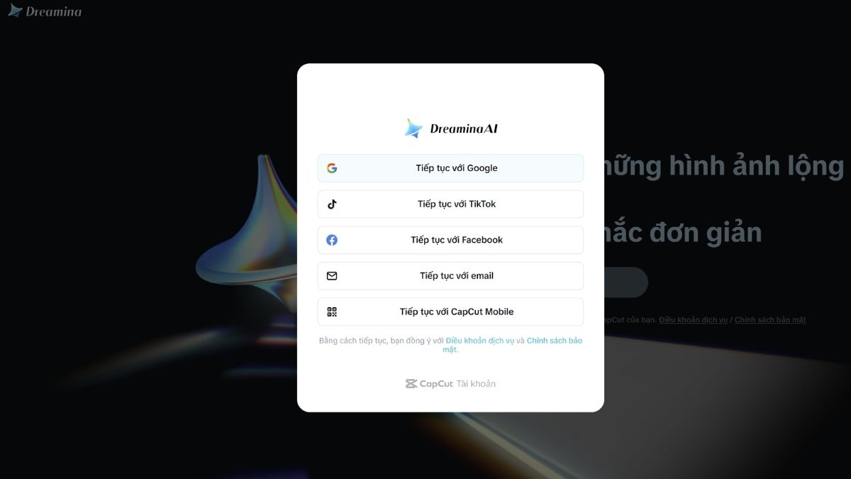 Cách Tạo Tài Khoản Và Đăng Nhập Dreamina AI bước 2