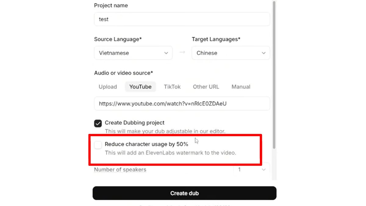 Cách Sử Dụng ElevenLabs AI Trên Máy Tính- Dịch video sang ngôn ngữ khác bước 3.2