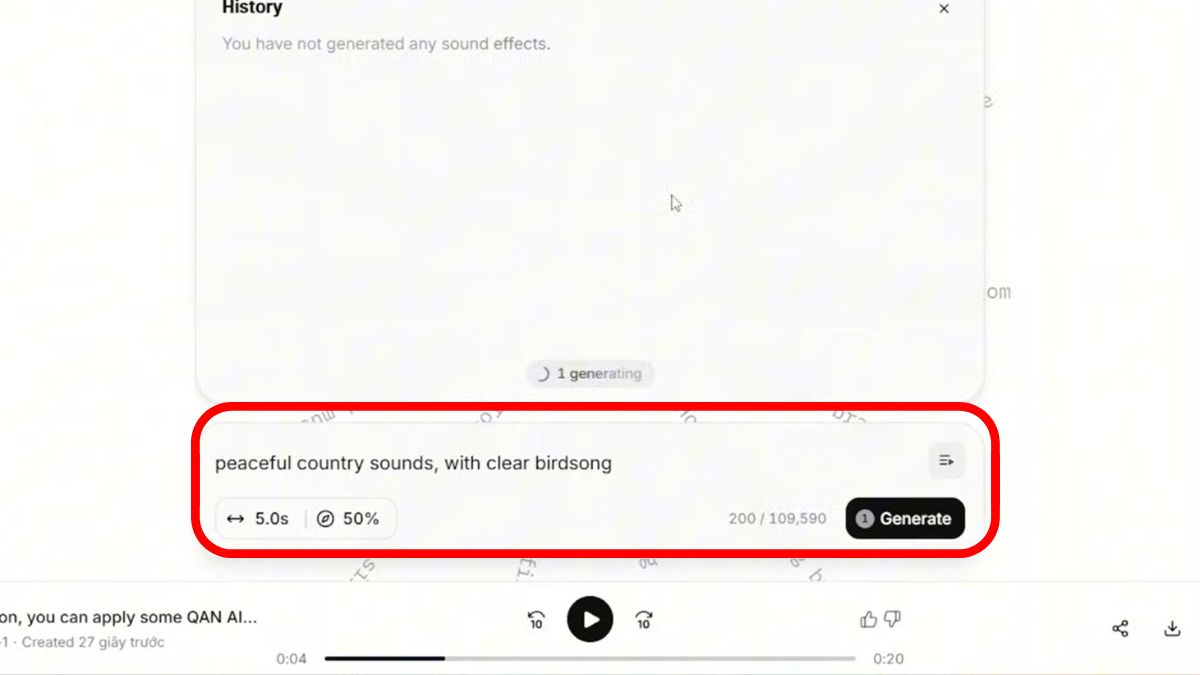 Cách Sử Dụng ElevenLabs AI Trên Máy Tính- Tạo hiệu ứng âm thanh bước 3