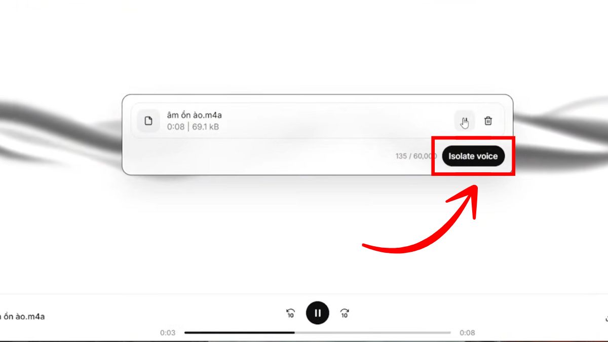 Cách Sử Dụng ElevenLabs AI Trên Máy Tính- Giảm tiếng ồn file âm thanh bước 2