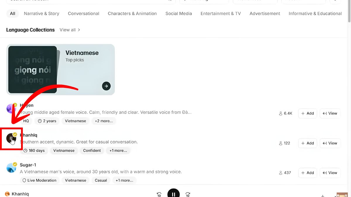 Cách Sử Dụng ElevenLabs AI Trên Máy Tính- Chuyển Đổi Văn Bản Thành Giọng Nói bước 2.3