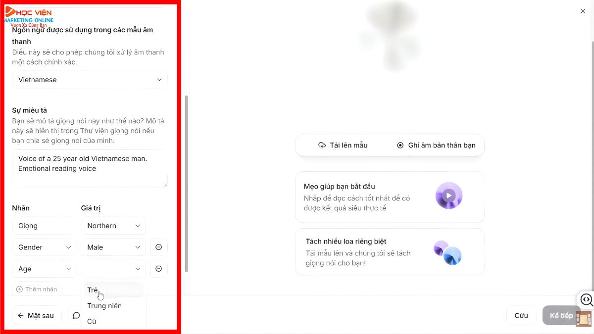 Cách Sử Dụng ElevenLabs AI Trên Máy Tính- Nhân bản giọng nói bước 3