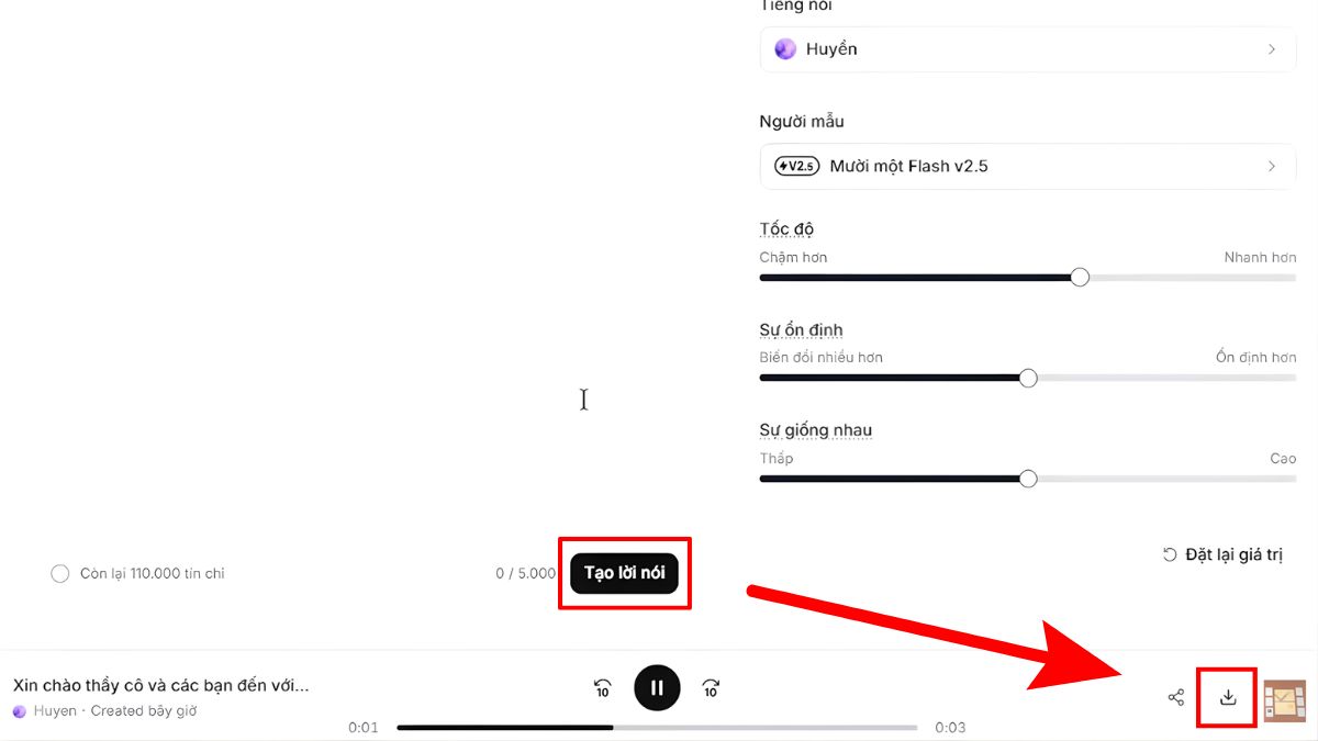Cách Sử Dụng ElevenLabs AI Trên Máy Tính- Chuyển Đổi Văn Bản Thành Giọng Nói bước 6.1