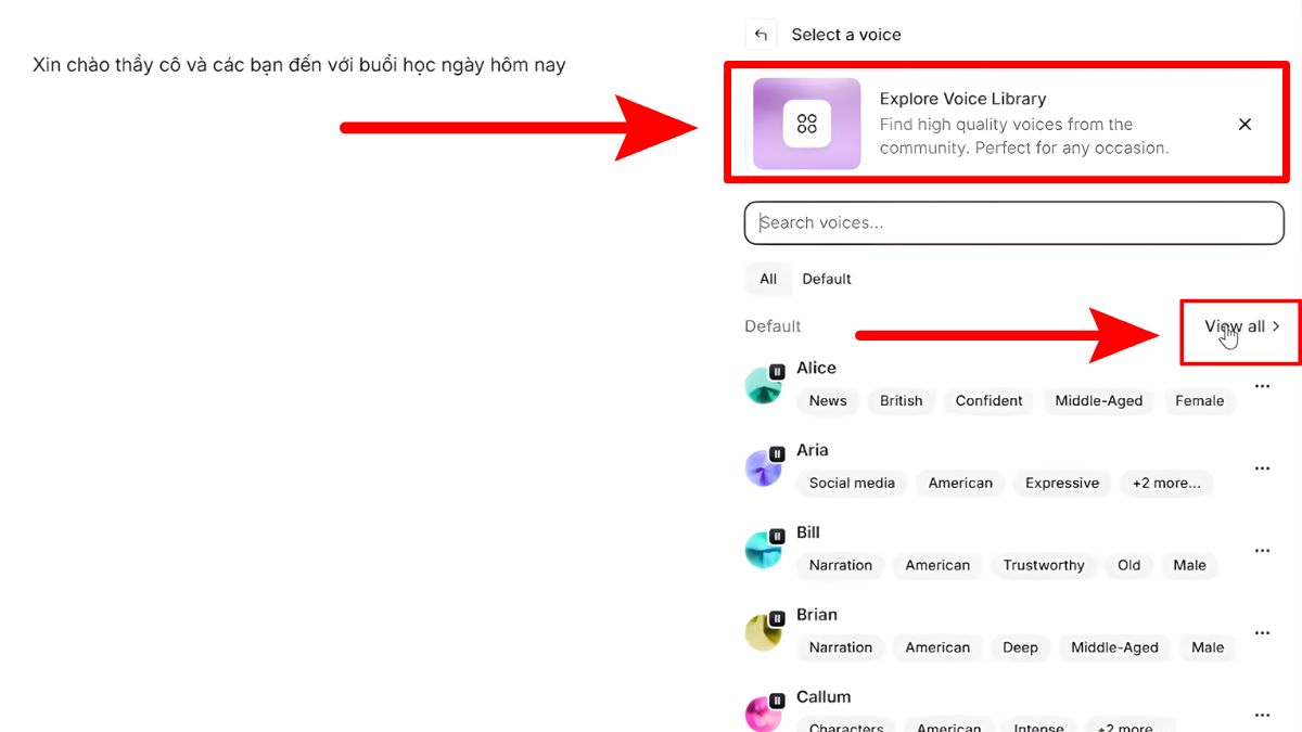 Cách Sử Dụng ElevenLabs AI Trên Máy Tính- Chuyển Đổi Văn Bản Thành Giọng Nói bước 2.2