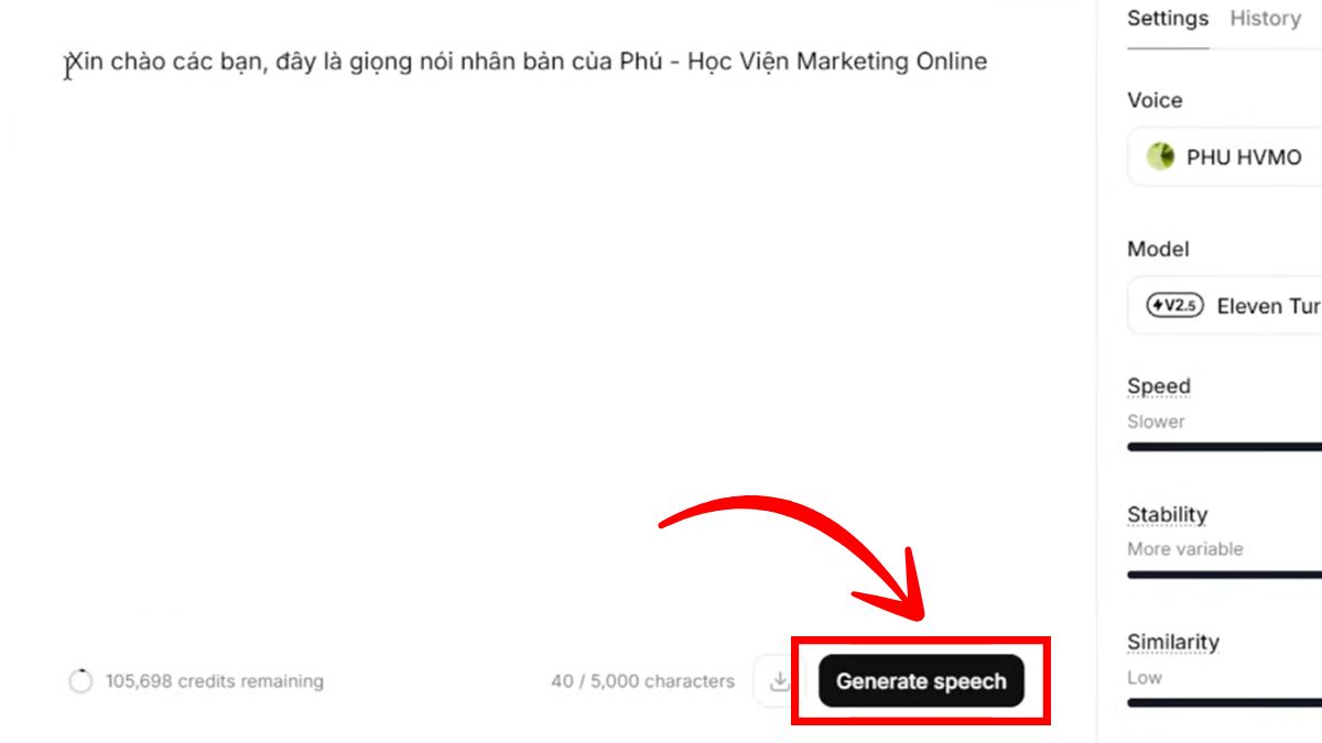 Cách Sử Dụng ElevenLabs AI Trên Máy Tính- Nhân bản giọng nói bước 6.2