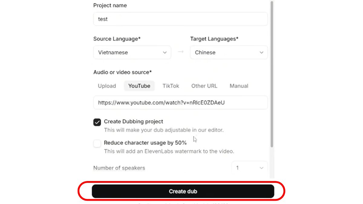 Cách Sử Dụng ElevenLabs AI Trên Máy Tính- Dịch video sang ngôn ngữ khác bước 4.1