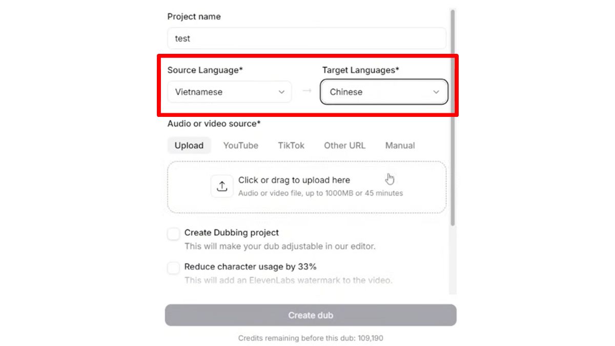 Cách Sử Dụng ElevenLabs AI Trên Máy Tính- Dịch video sang ngôn ngữ khác bước 1.3