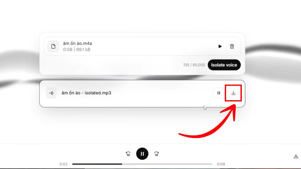 Cách Sử Dụng ElevenLabs AI Trên Máy Tính- Giảm tiếng ồn file âm thanh bước 3