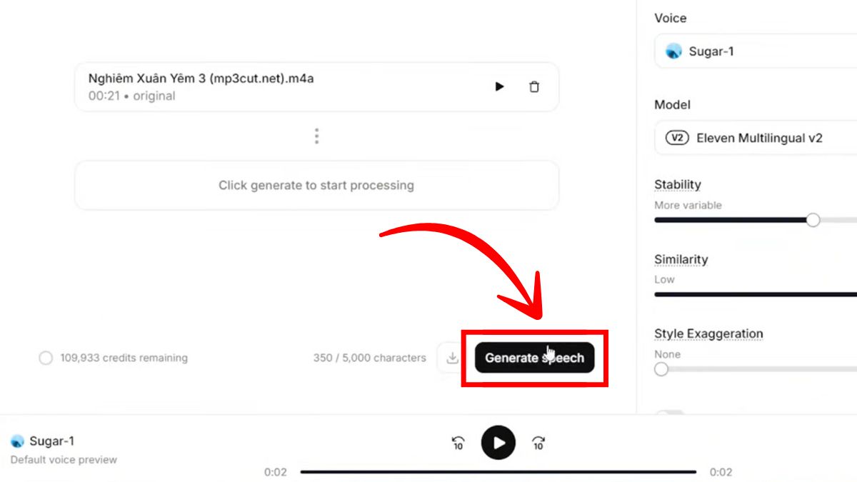 Cách Sử Dụng ElevenLabs AI Trên Máy Tính- Thay đổi giọng nói bước 4
