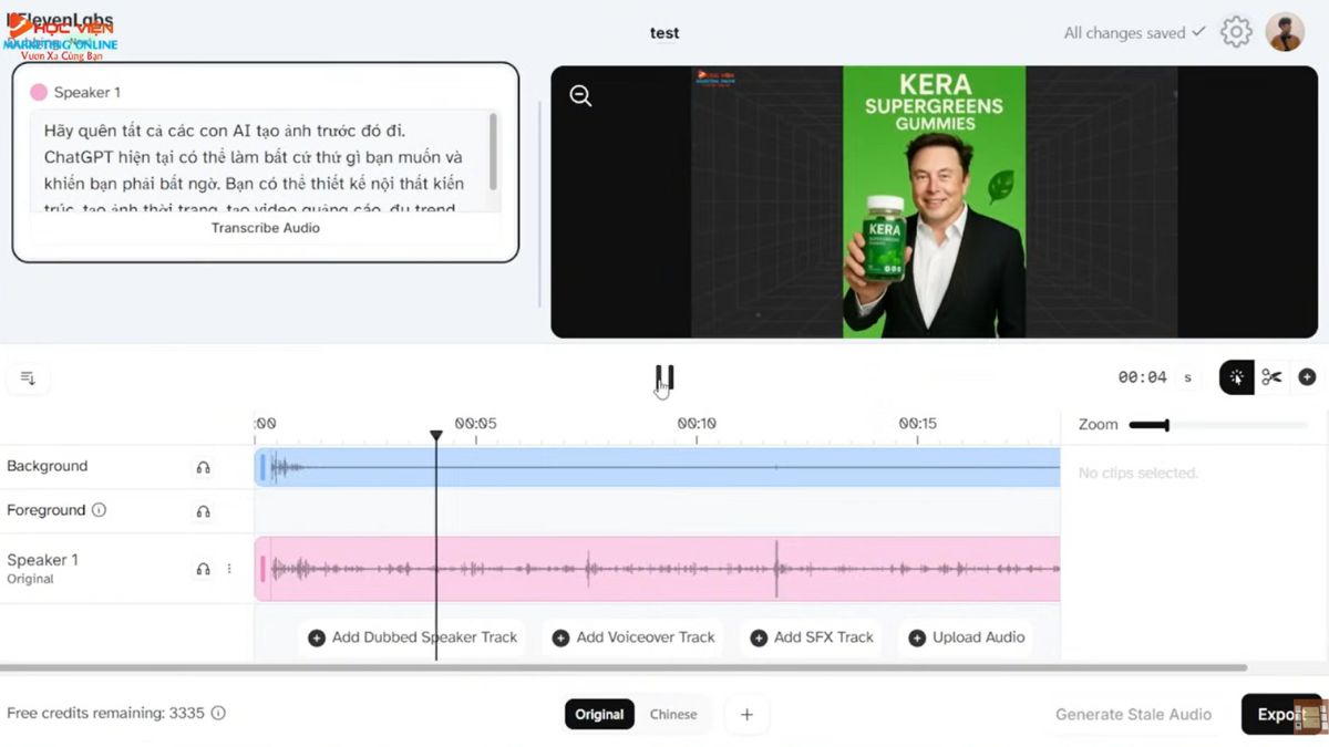 Cách Sử Dụng ElevenLabs AI Trên Máy Tính- Dịch video sang ngôn ngữ khác bước 4.2
