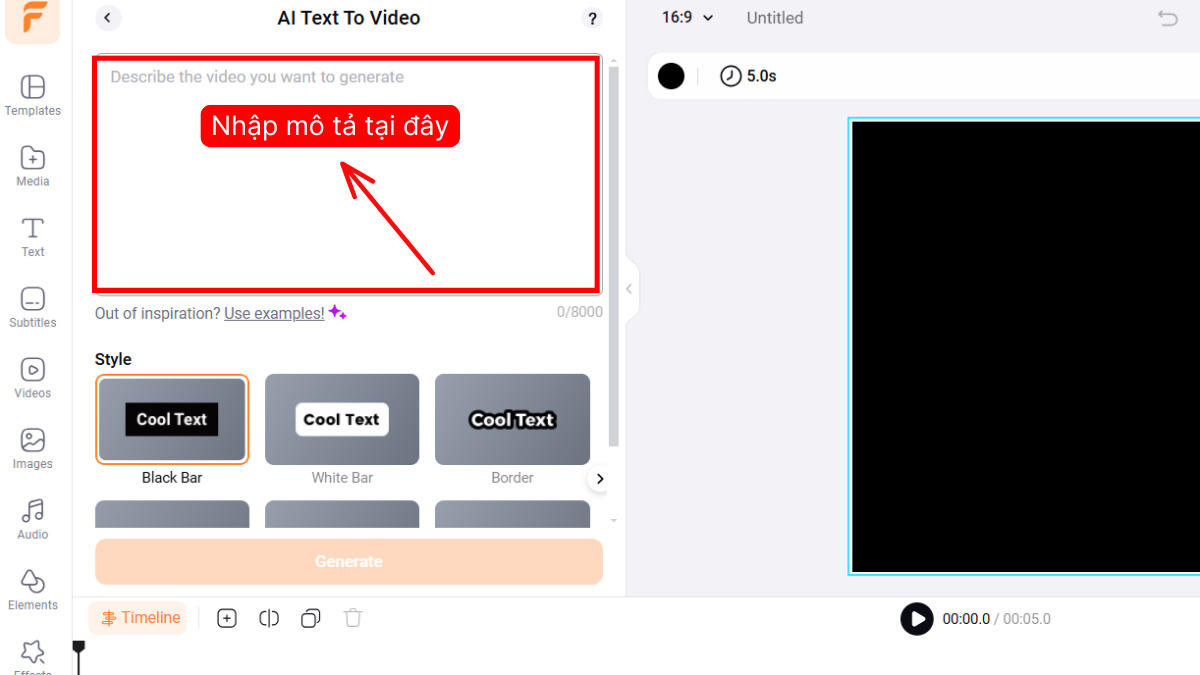 Hướng dẫn cách sử dụng FlexClip tạo video AI truyền thông xã hội bước 3