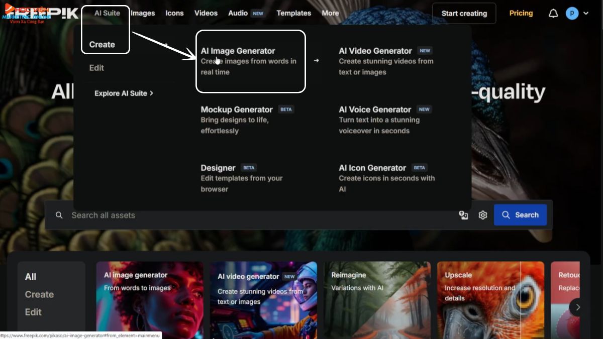 Cách tạo ảnh AI với Freepik AI Image Generator bước 1