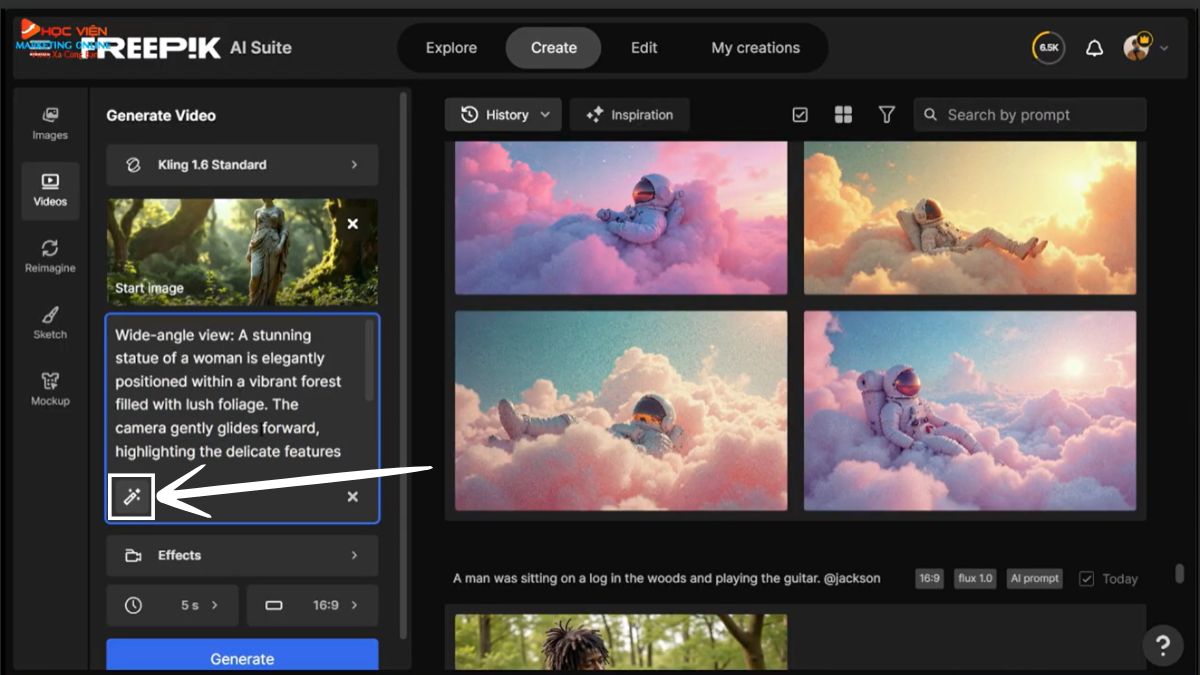 Hướng dẫn tạo video AI từ hình ảnh đã tạo bước 2