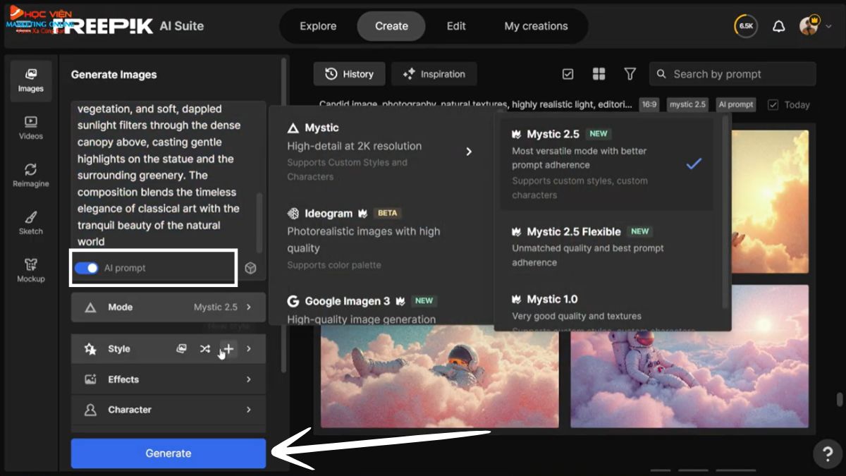 Cách tạo ảnh AI với Freepik AI Image Generator bước 6.2
