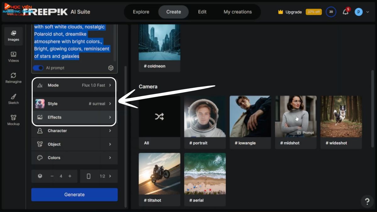Cách tạo ảnh AI với Freepik AI Image Generator bước 3.1