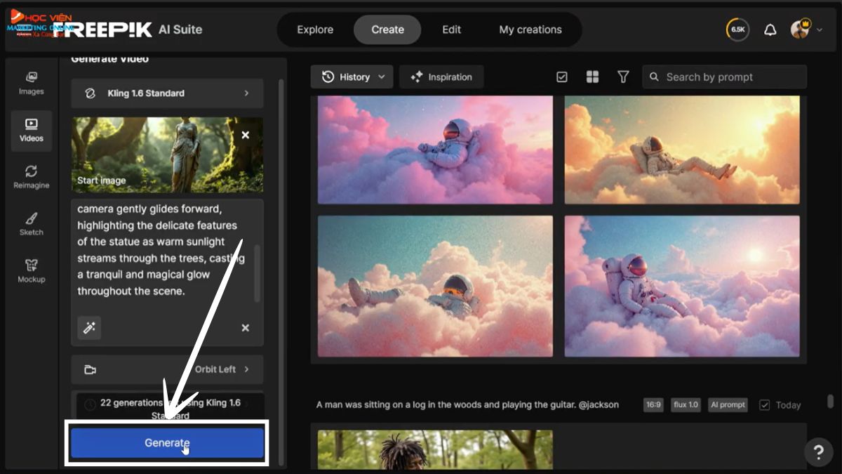 Hướng dẫn tạo video AI từ hình ảnh đã tạo bước 6