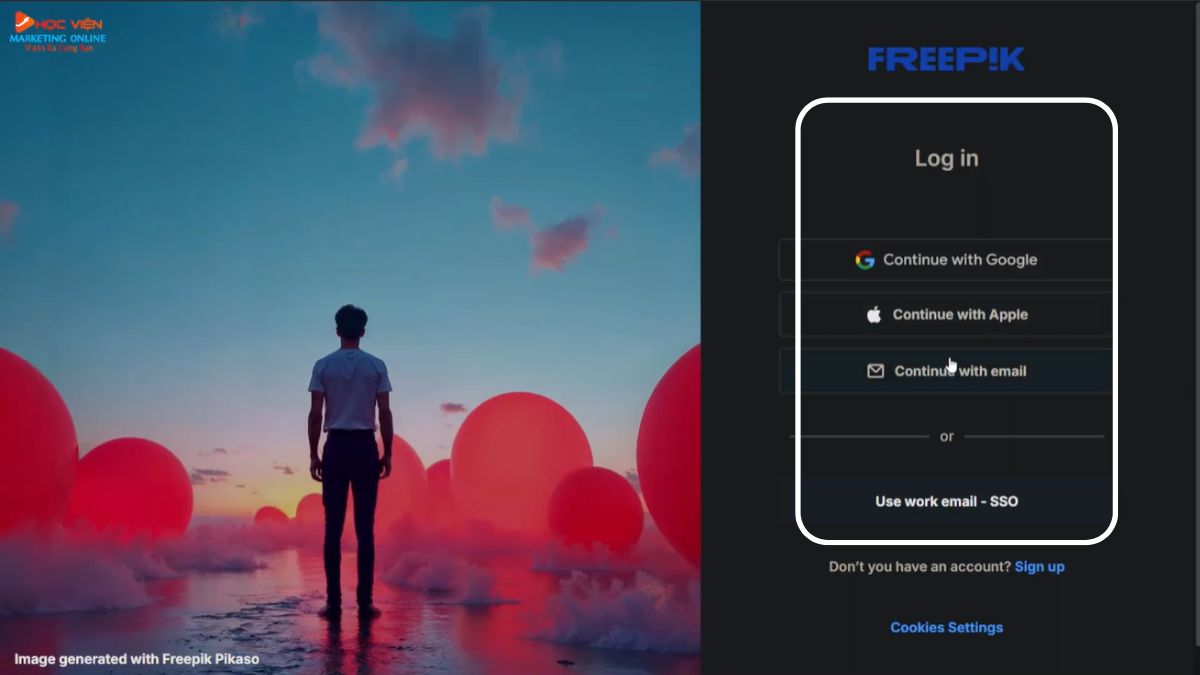 Hướng dẫn cách tạo tài khoản Freepik miễn phí bước 2.2