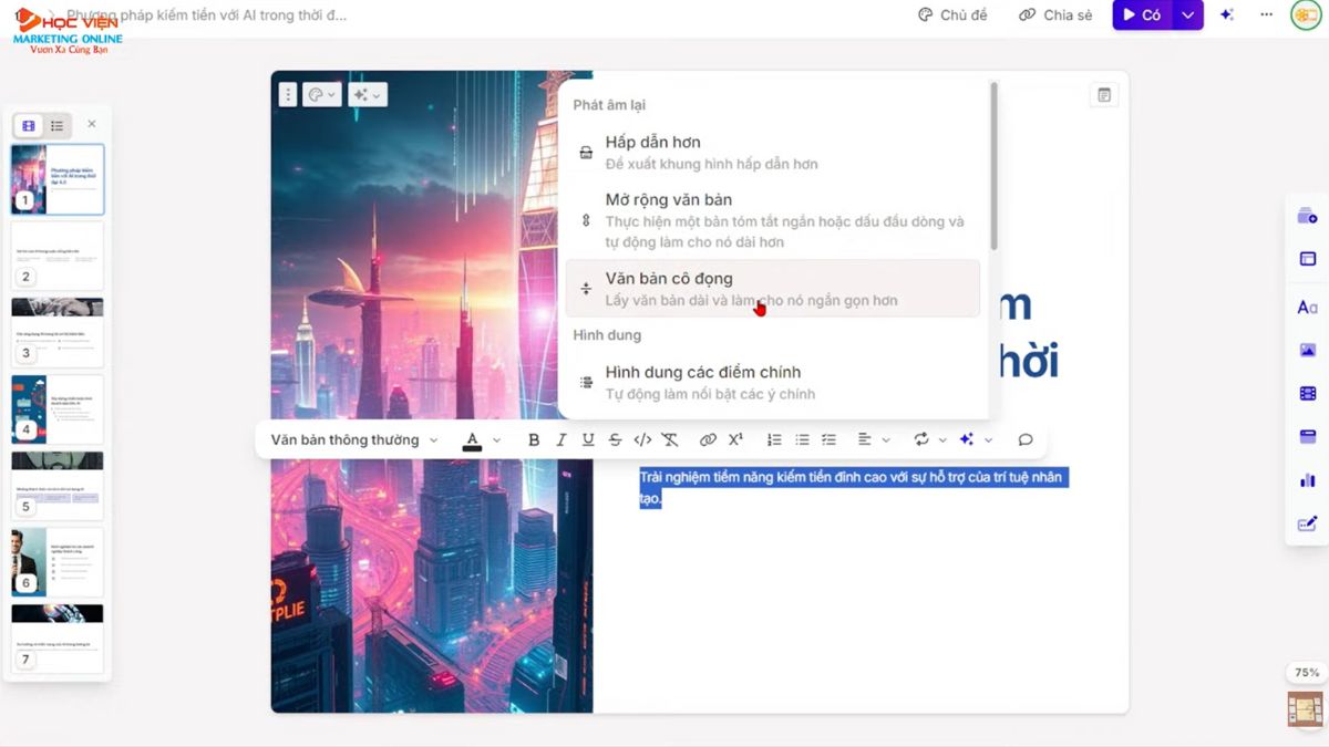 Hướng dẫn cách sử dụng Gamma tạo bài thuyết trình PowerPoint- Tạo bằng văn bản bước 8.1
