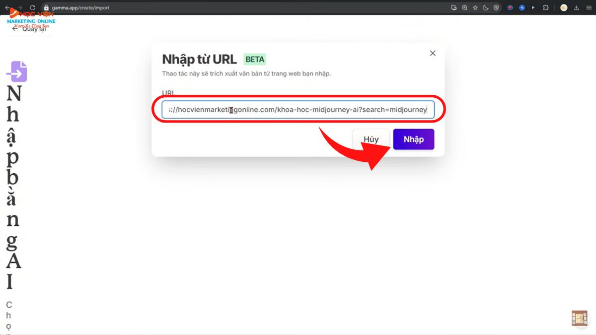 Hướng dẫn cách sử dụng Gamma tạo bài thuyết trình PowerPoint- Phương pháp Nhập tệp hoặc URL bước 2.5