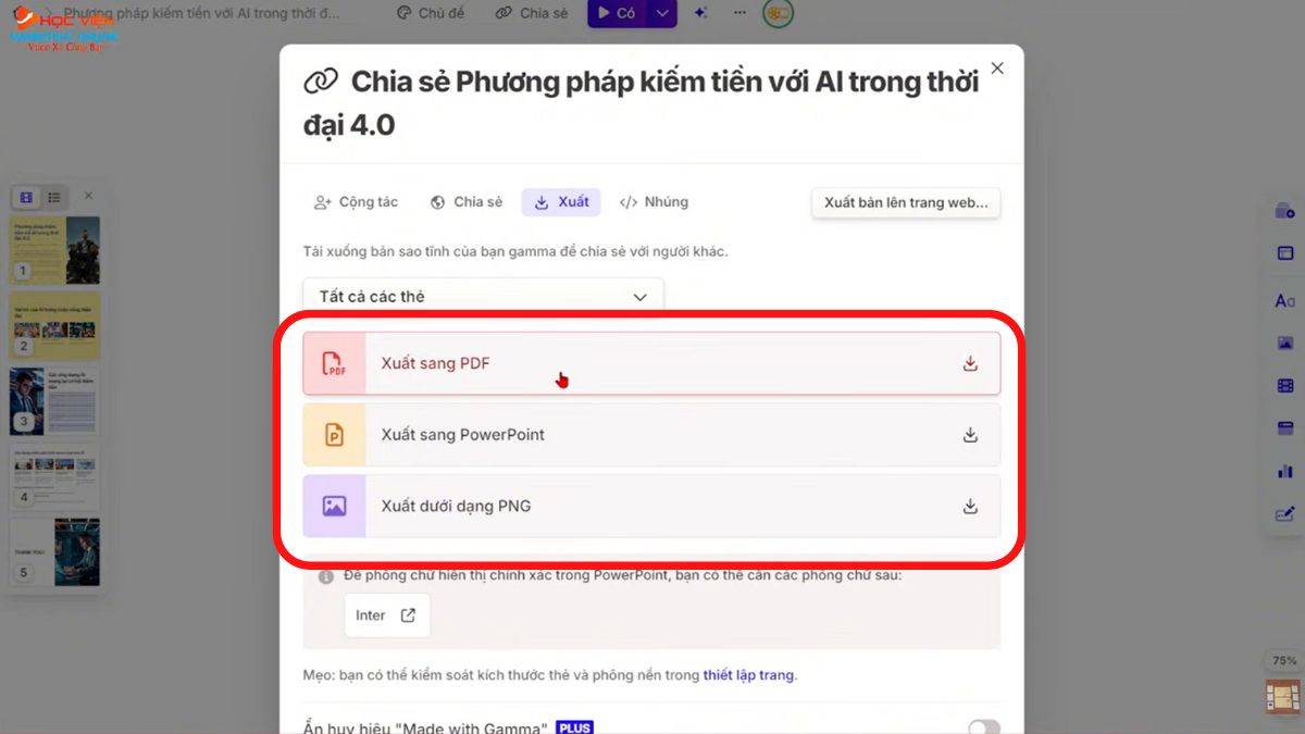 Hướng dẫn cách sử dụng Gamma tạo bài thuyết trình PowerPoint- Tạo bằng văn bản bước 10.3