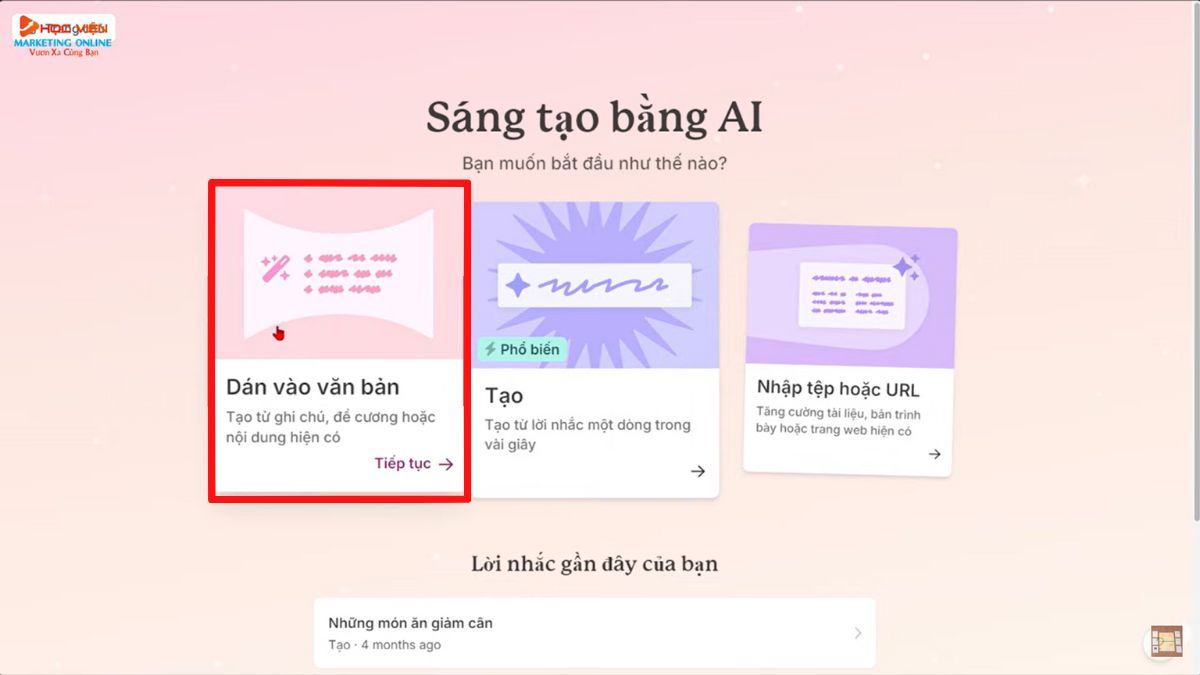 Hướng dẫn cách sử dụng Gamma tạo bài thuyết trình PowerPoint- Phương pháp dán văn bản bước 2