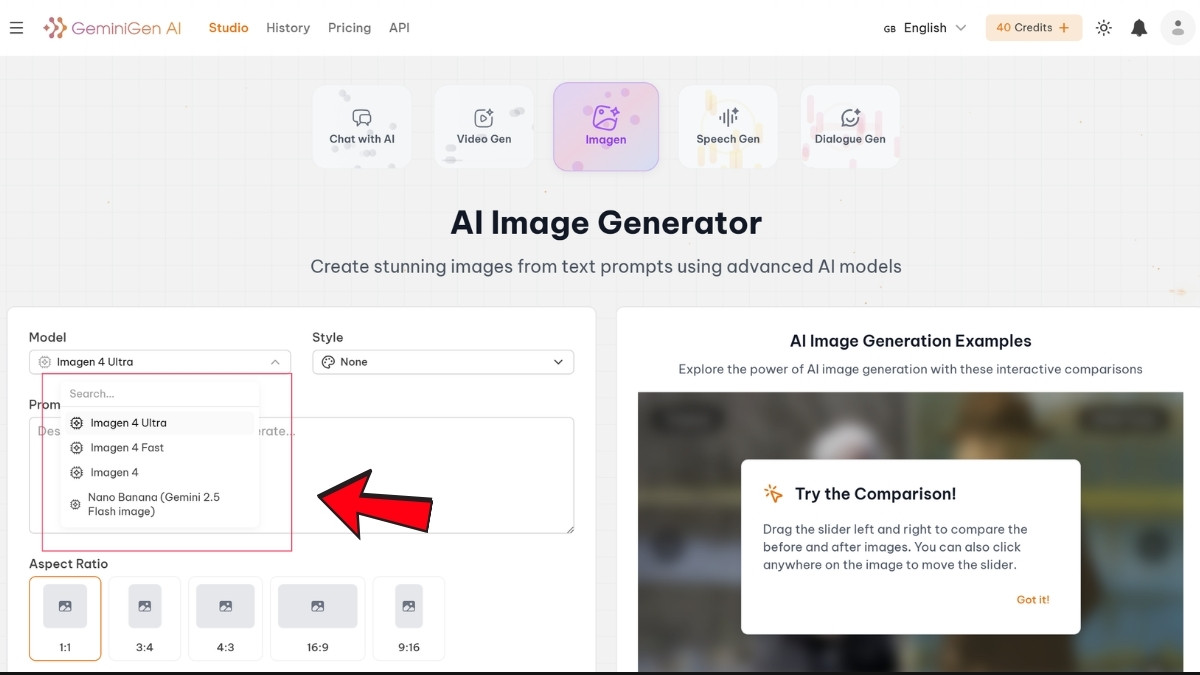 Hướng Dẫn Cách Sử Dụng GeminiGen AI- Tạo ảnh bước 2