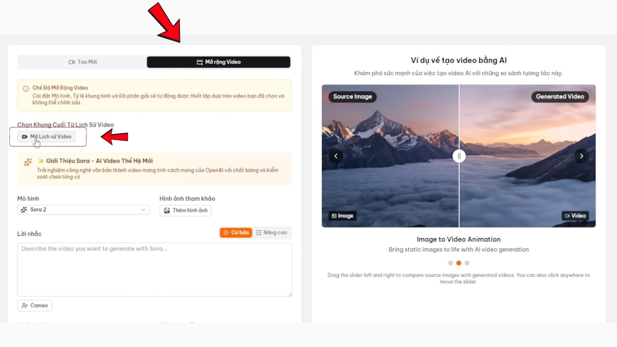 Hướng Dẫn Cách Sử Dụng GeminiGen AI- Tính năng mở rộng video bước 1