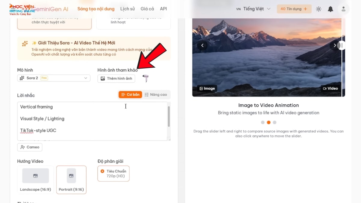 Hướng Dẫn Cách Sử Dụng GeminiGen AI- Tạo video với Sora 2 bước 3