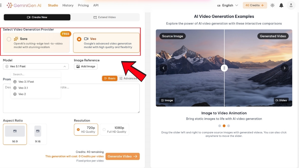 Hướng Dẫn Cách Sử Dụng GeminiGen AI- Tạo video cơ bản bước 1