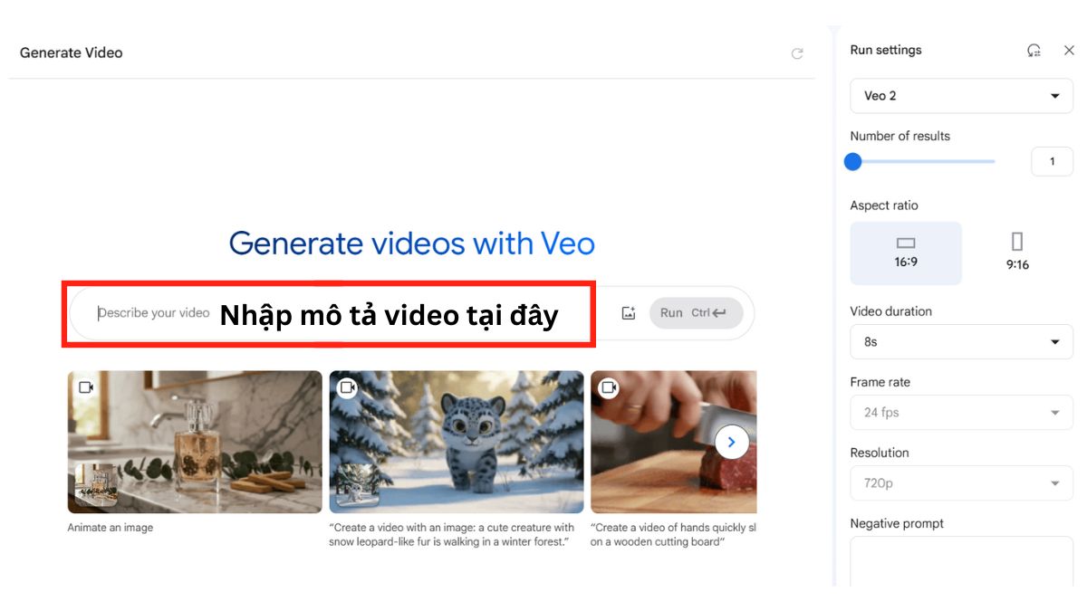 Hướng dẫn cách sử dụng Google AI Studio tạo video với Veo AI bước 2.1