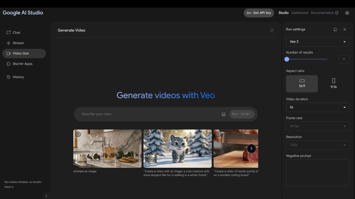 Lưu ý và hạn chế của tính năng tạo video trên Google AI Studio