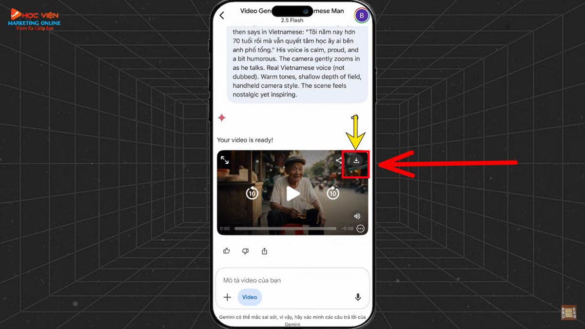 Cách dùng Google Veo 3 qua ứng dụng Gemini trên điện thoại bước 4