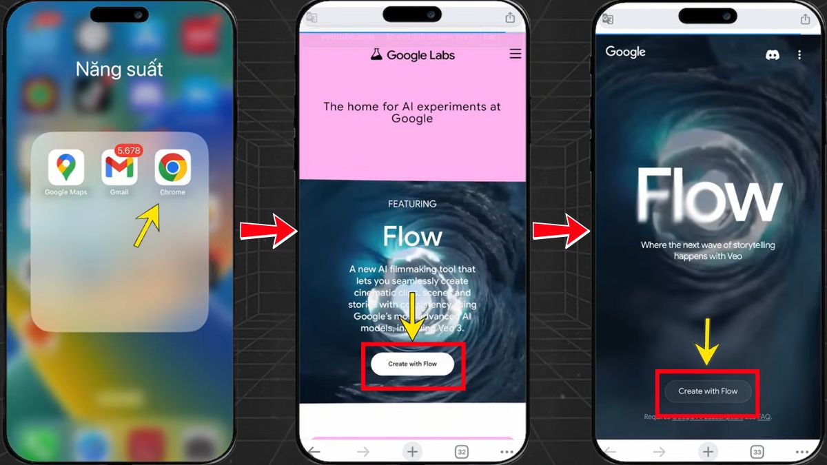 Hướng dẫn sử dụng Google Veo 3 qua Google Lab (Flow) trên điện thoại bước 2