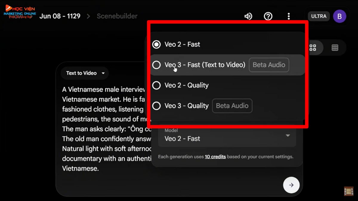Dùng Google Veo 3 qua Google Lab (Flow) trên máy tính bước 3.5