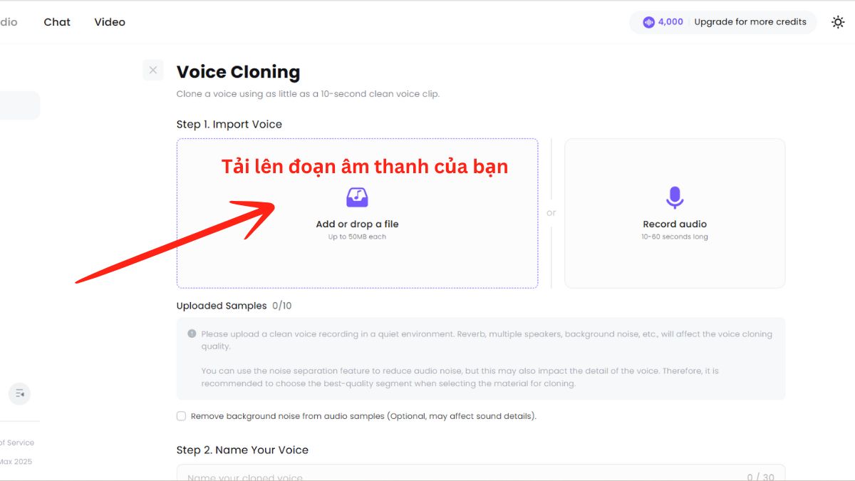 Cách sử dụng công cụ sao chép giọng nói của Hailuo AI bước 3
