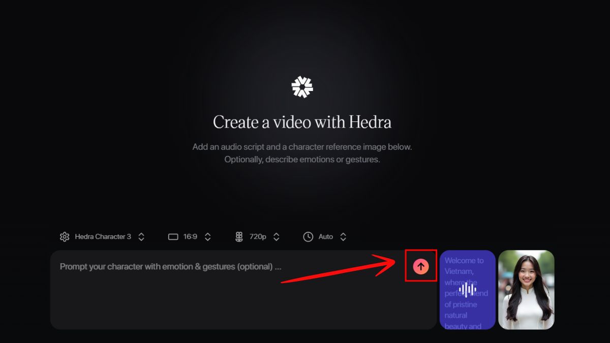 Hướng dẫn cách tạo video với Hedra AI Character 3 bước 5