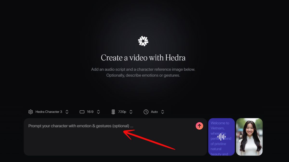 Hướng dẫn cách tạo video với Hedra AI Character 3 bước 4