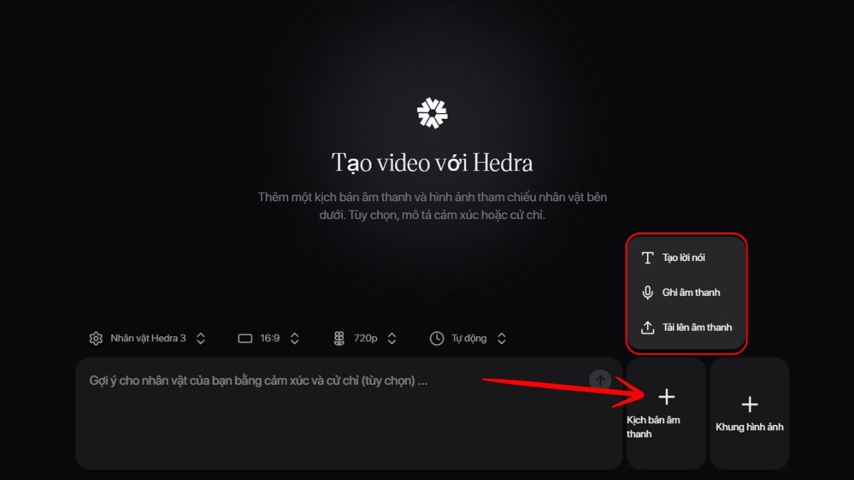 Hướng dẫn cách tạo video với Hedra AI Character 3 bước 2