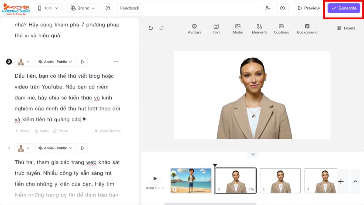 Tính năng Generate Script with AI của Heygen bước 5.3