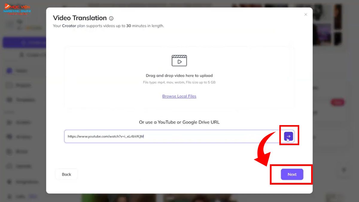 Tính năng Translate Video của HeyGen bước 3