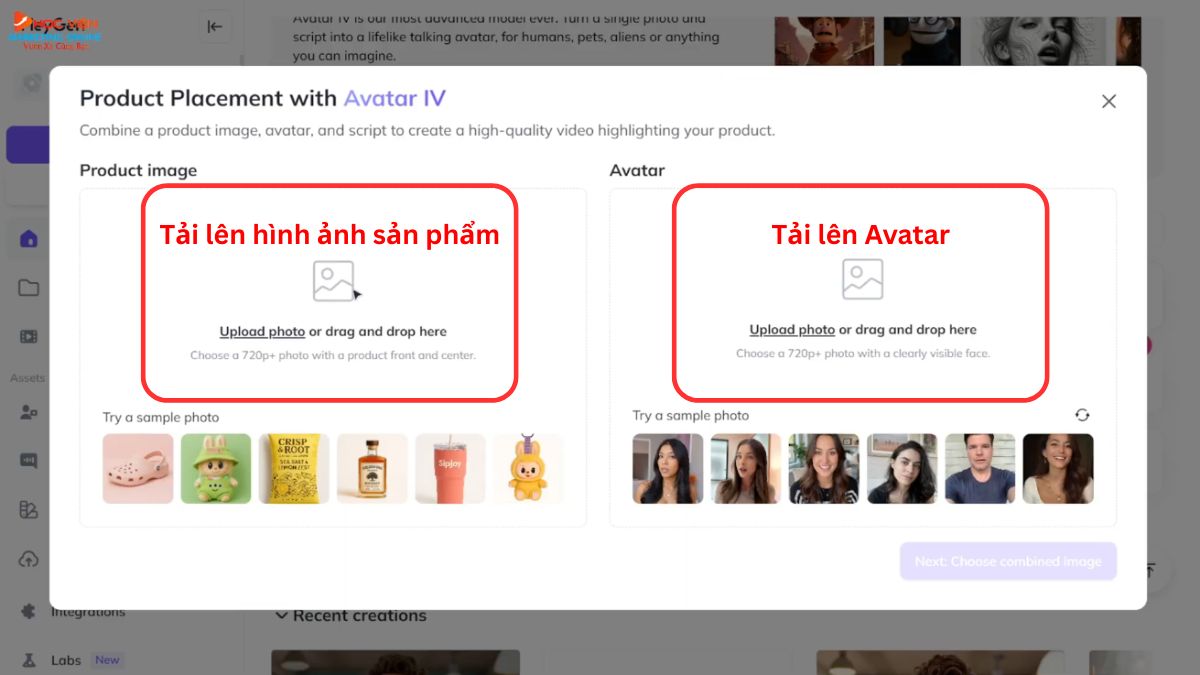 Tính năng Product Placement của HeyGen AI bước 1