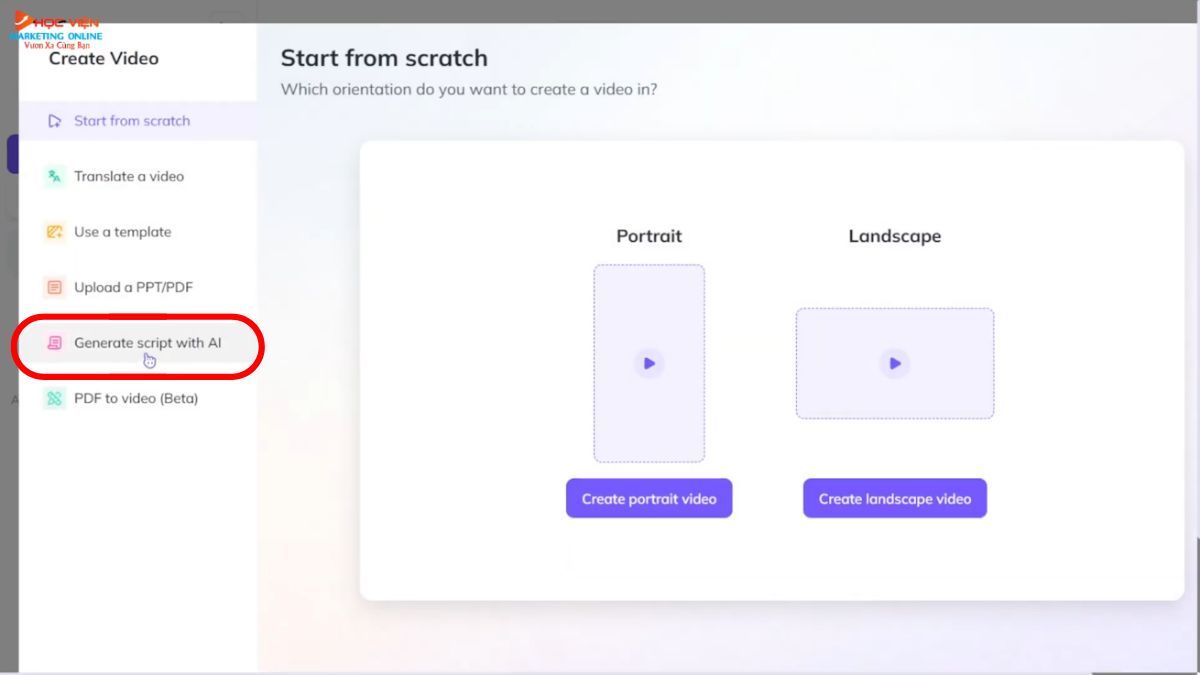 Tính năng Generate Script with AI của Heygen bước 1.2