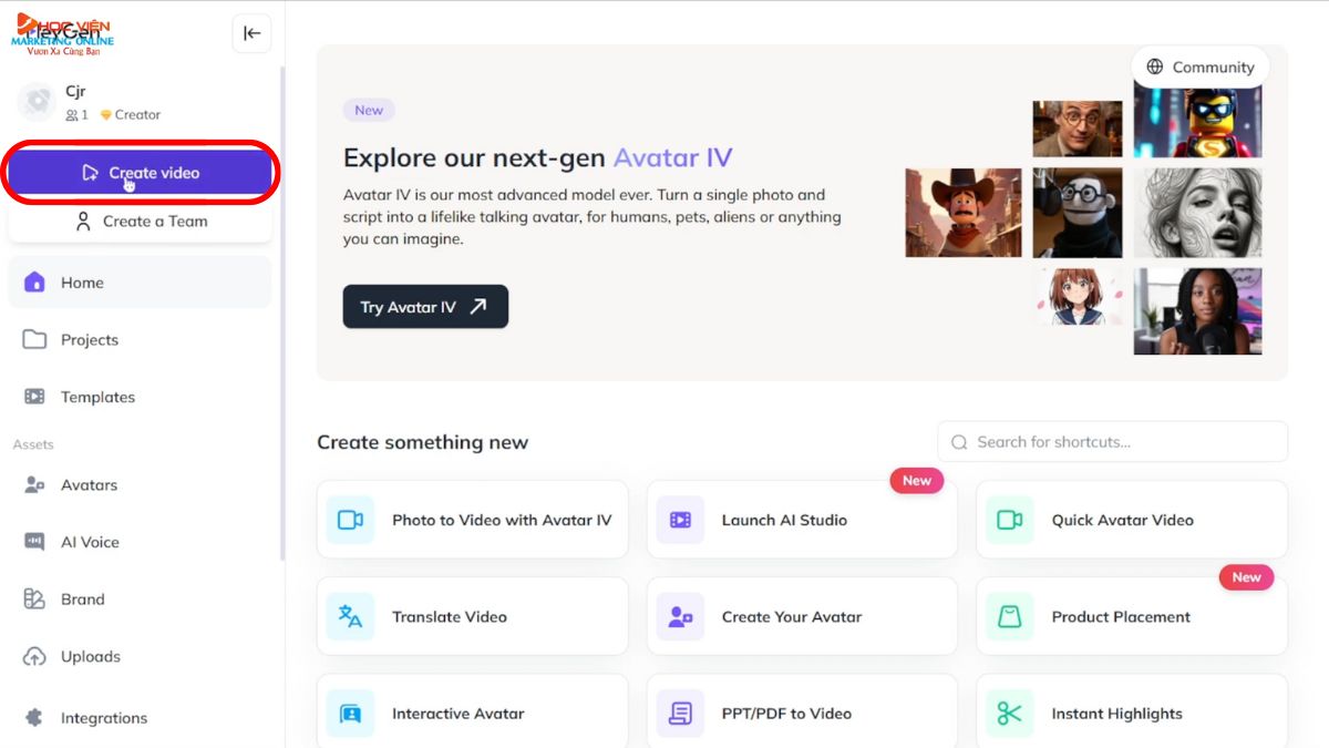 Tính năng Generate Script with AI của Heygen bước 1.1