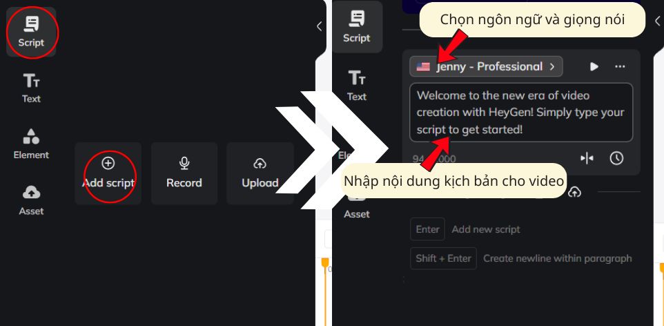 Hướng dẫn cách sử dụng AI Video Heygen free bước 2 viết kịch bản cách 1