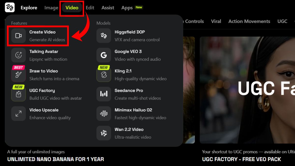 Hướng dẫn cách sử dụng Higgsfield AI free tạo video bước 1