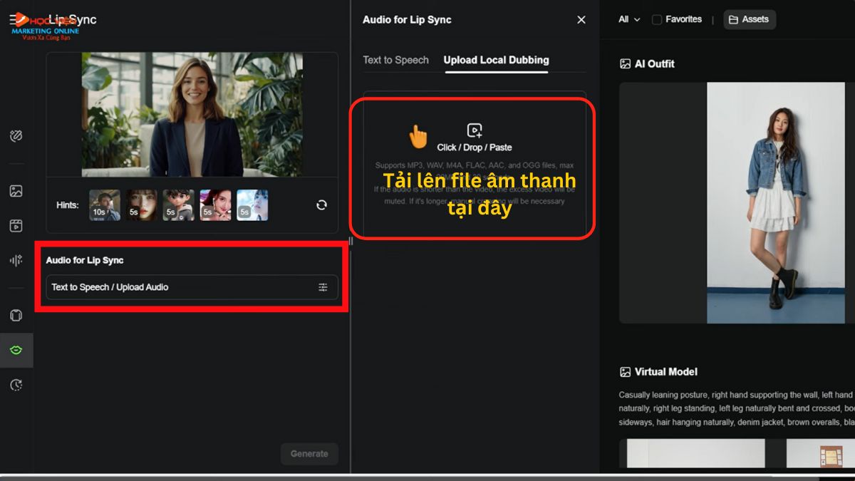 Nhép miệng cho video AI với Lipsync bước 3.2
